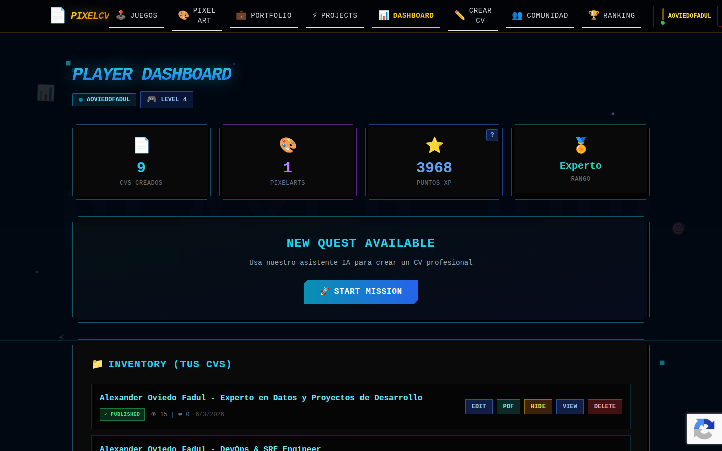 Captura: Dashboard