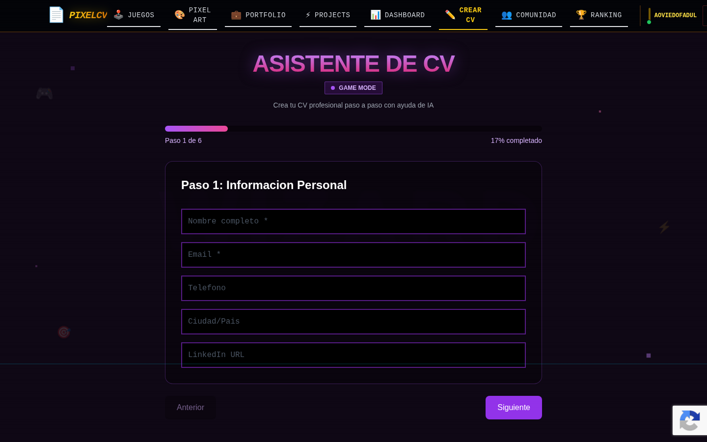 Captura: Editor de CV